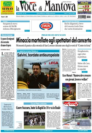 Prima pagina La Voce di Mantova di oggi - Quotidiano regionale