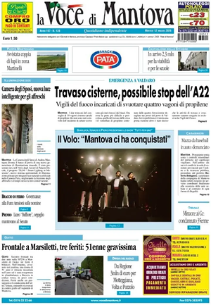 Prima pagina La Voce di Mantova di oggi - Quotidiano regionale