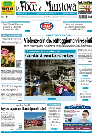 Prima pagina La Voce di Mantova di oggi - Quotidiano regionale