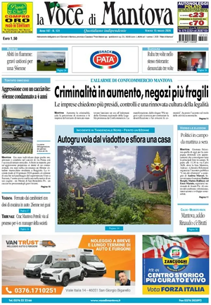 Prima pagina La Voce di Mantova di oggi - Quotidiano regionale