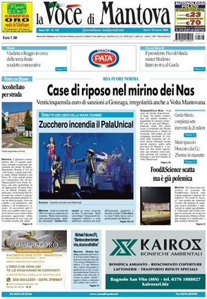 Prima pagina La Voce di Mantova di oggi - Quotidiano regionale