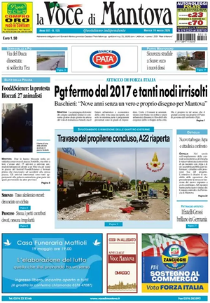 Prima pagina La Voce di Mantova di oggi - Quotidiano regionale