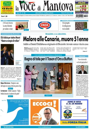 Prima pagina La Voce di Mantova di oggi - Quotidiano regionale