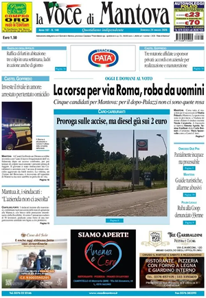 Prima pagina La Voce di Mantova di oggi - Quotidiano regionale