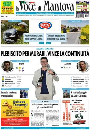 Prima pagina La Voce di Mantova di oggi - Quotidiano regionale