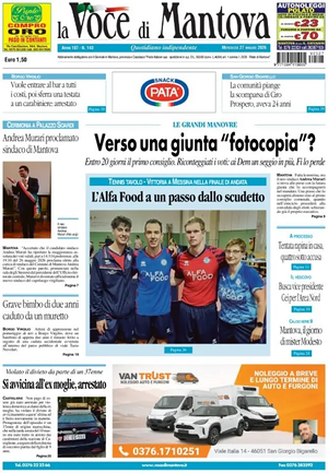 Prima pagina La Voce di Mantova di oggi - Quotidiano regionale