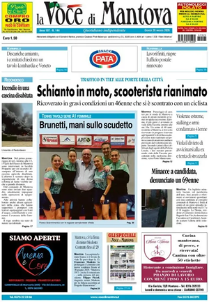 Prima pagina La Voce di Mantova di oggi - Quotidiano regionale