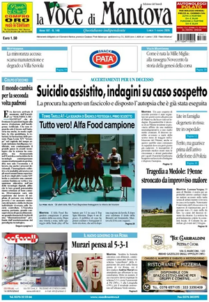 Prima pagina La Voce di Mantova di oggi - Quotidiano regionale
