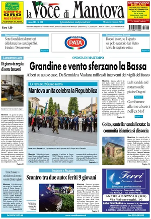 Prima pagina La Voce di Mantova di oggi - Quotidiano regionale
