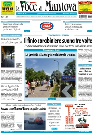 Prima pagina La Voce di Mantova di oggi - Quotidiano regionale