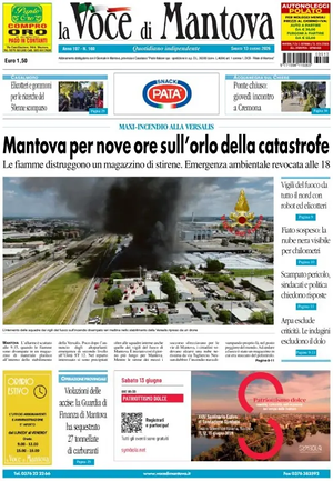Prima pagina La Voce di Mantova di oggi - Quotidiano regionale
