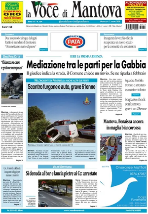 Prima pagina La Voce di Mantova di oggi - Quotidiano regionale