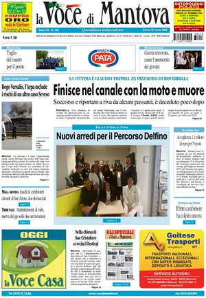 Prima pagina La Voce di Mantova di oggi - Quotidiano regionale