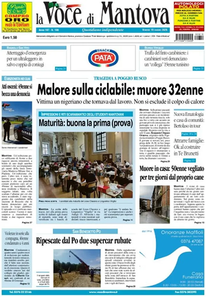 Prima pagina La Voce di Mantova di oggi - Quotidiano regionale