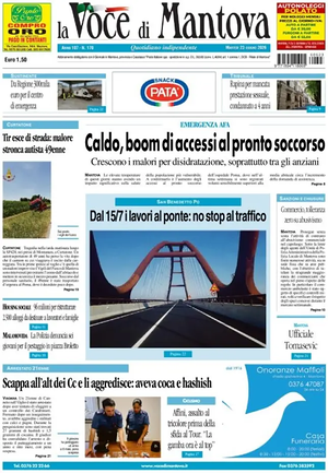 Prima pagina La Voce di Mantova di oggi - Quotidiano regionale