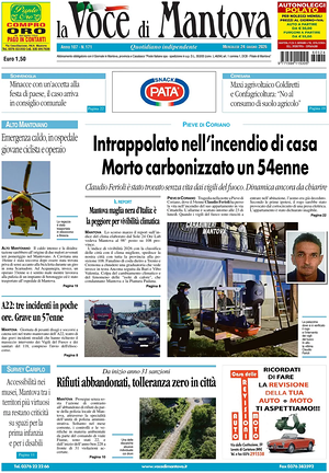 Prima pagina La Voce di Mantova di oggi - Quotidiano regionale