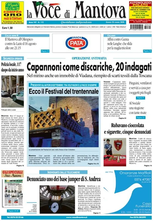 Prima pagina La Voce di Mantova di oggi - Quotidiano regionale