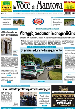 Prima pagina La Voce di Mantova di oggi - Quotidiano regionale