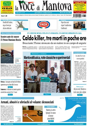 Prima pagina La Voce di Mantova di oggi - Quotidiano regionale