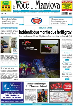 Prima pagina La Voce di Mantova di oggi - Quotidiano regionale