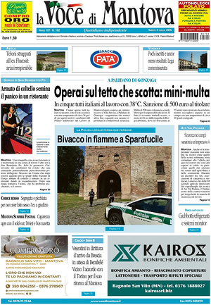 Prima pagina La Voce di Mantova di oggi - Quotidiano regionale