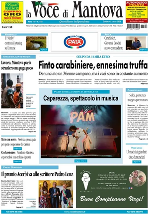Prima pagina La Voce di Mantova di oggi - Quotidiano regionale