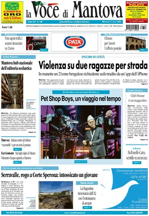 Prima pagina La Voce di Mantova di oggi - Quotidiano regionale