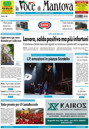 Prima pagina La Voce di Mantova di oggi - Quotidiano regionale