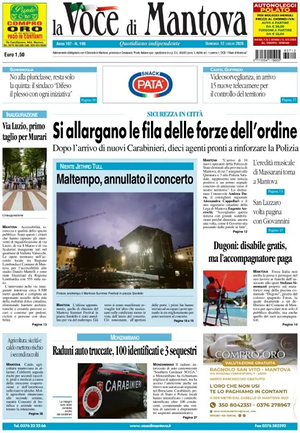 Prima pagina La Voce di Mantova di oggi - Quotidiano regionale