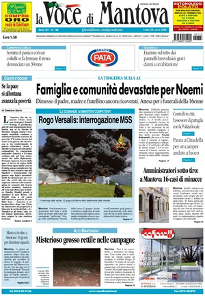 Prima pagina La Voce di Mantova di oggi - Quotidiano regionale