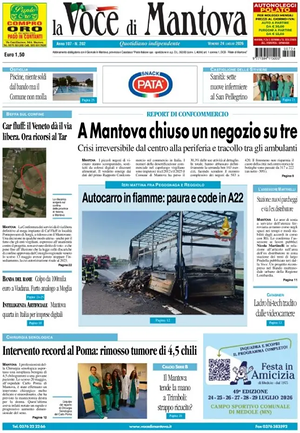 Prima pagina La Voce di Mantova di oggi - Quotidiano regionale