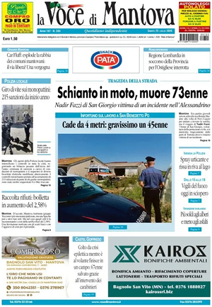 Prima pagina La Voce di Mantova di oggi - Quotidiano regionale
