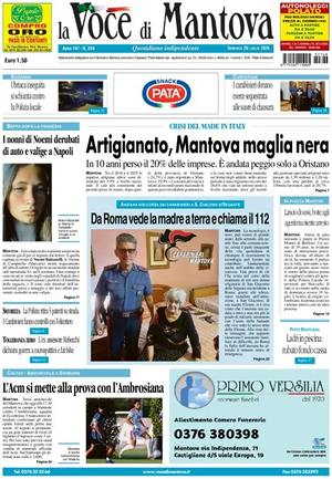 Prima pagina La Voce di Mantova di oggi - Quotidiano regionale