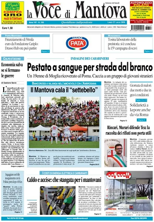 Prima pagina La Voce di Mantova di oggi - Quotidiano regionale