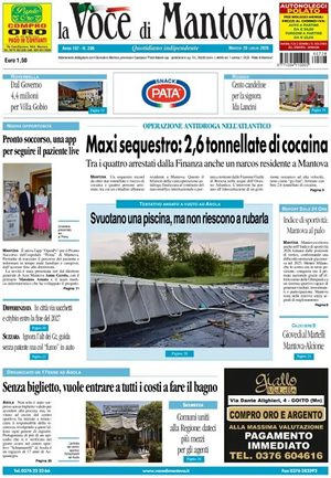Prima pagina La Voce di Mantova di oggi - Quotidiano regionale