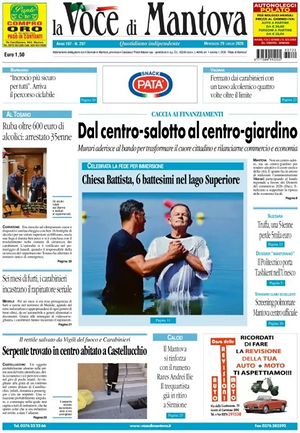 Prima pagina La Voce di Mantova di oggi - Quotidiano regionale