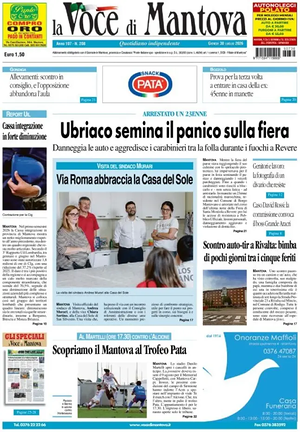 Prima pagina La Voce di Mantova di oggi - Quotidiano regionale