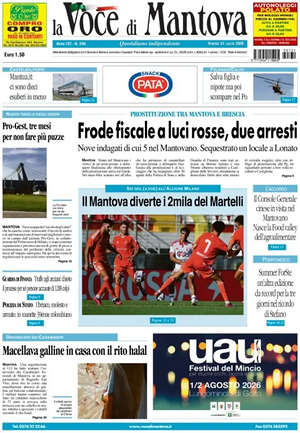 Prima pagina La Voce di Mantova di oggi - Quotidiano regionale