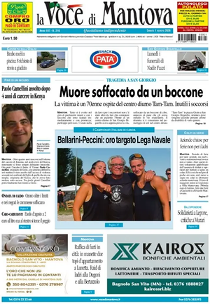 Prima pagina La Voce di Mantova di oggi - Quotidiano regionale