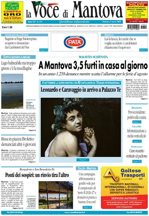 Prima pagina La Voce di Mantova di oggi - Quotidiano regionale