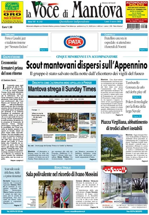 Prima pagina La Voce di Mantova di oggi - Quotidiano regionale