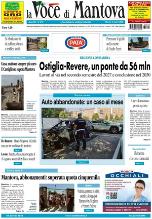 Prima pagina La Voce di Mantova di oggi - Quotidiano regionale