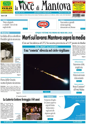 Prima pagina La Voce di Mantova di oggi - Quotidiano regionale