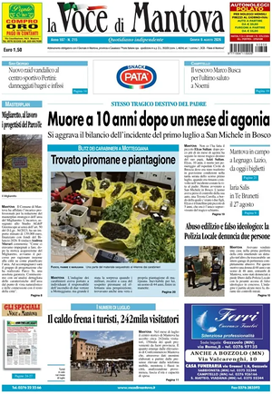Prima pagina La Voce di Mantova di oggi - Quotidiano regionale
