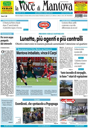 Prima pagina La Voce di Mantova di oggi - Quotidiano regionale