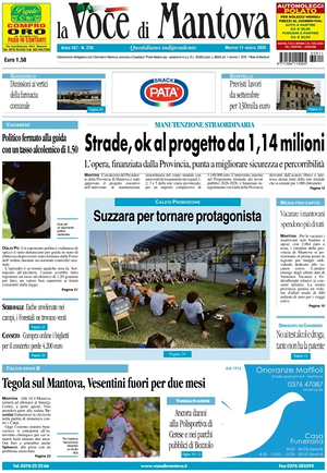 Prima pagina La Voce di Mantova di oggi - Quotidiano regionale