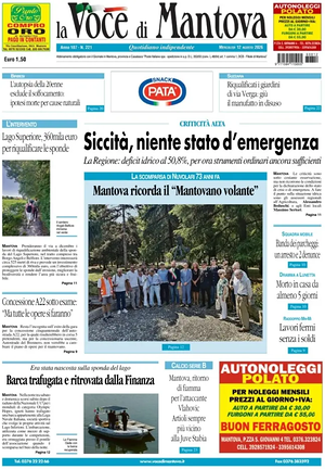 Prima pagina La Voce di Mantova di oggi - Quotidiano regionale