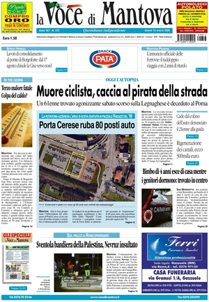 Prima pagina La Voce di Mantova di oggi - Quotidiano regionale