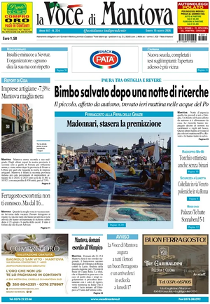 Prima pagina La Voce di Mantova di oggi - Quotidiano regionale