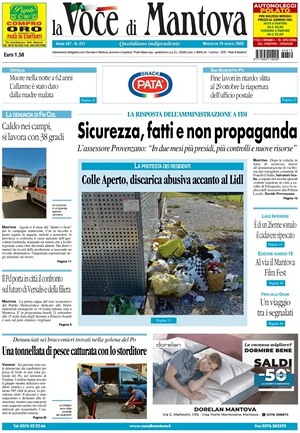 Prima pagina La Voce di Mantova di oggi - Quotidiano regionale